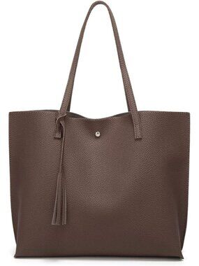 Women's Coffee Soft Faux Leather Tassel Style Handbag Tote Shoulder Bag